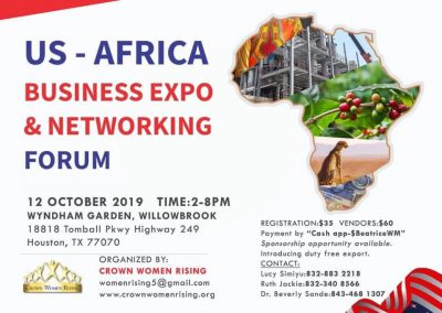 US-Africa business expo event flyer.